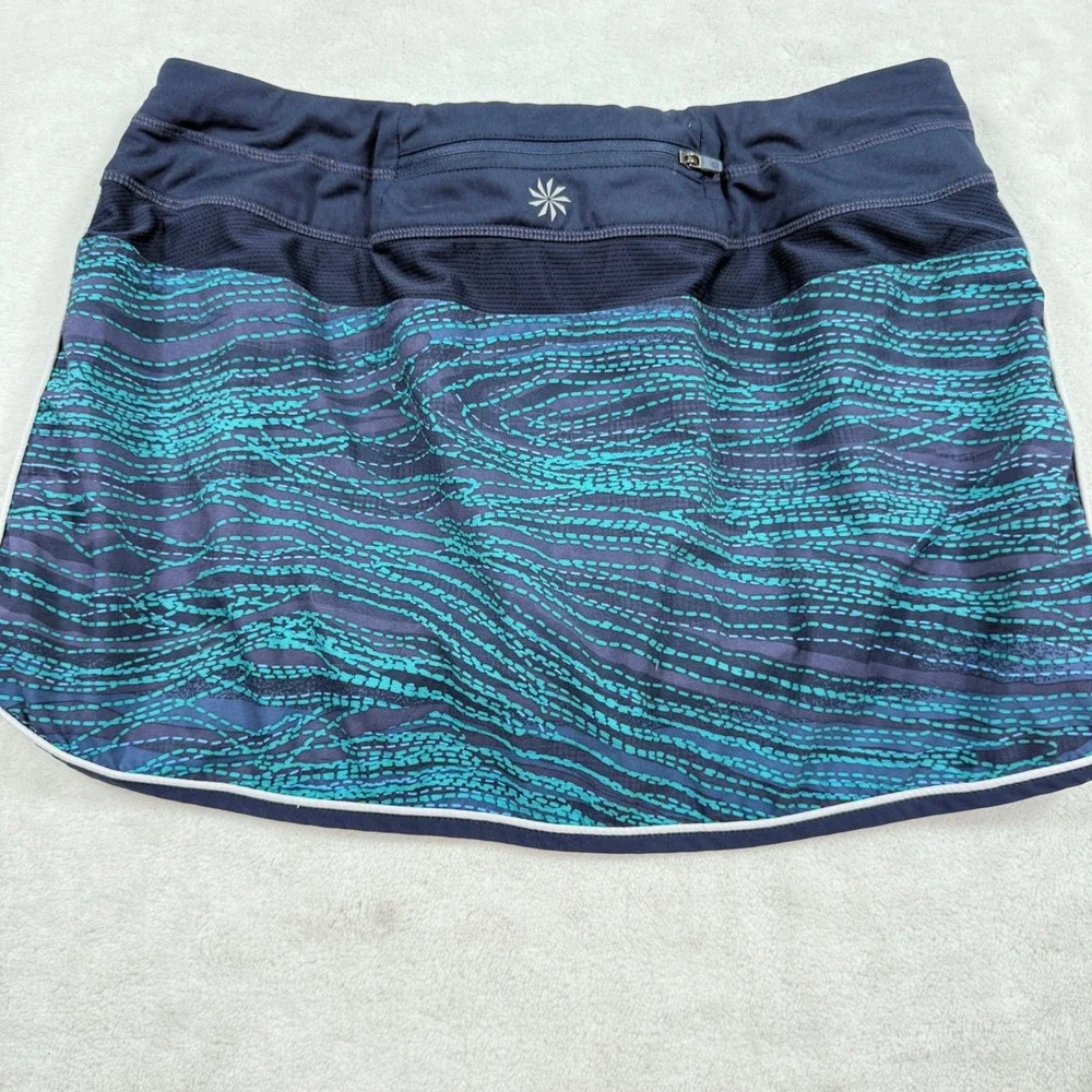 Athleta Women Size 6 Navy Teal Abstract Print Athletic Running‎ Tennis Skort